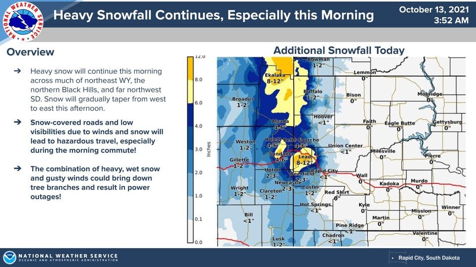 Click to enlarge Heavy Snowfall in western South Dakota