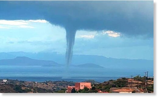 The waterspout at Kythera, Greece.