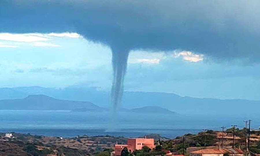 Click to enlarge The waterspout at Kythera, Greece.