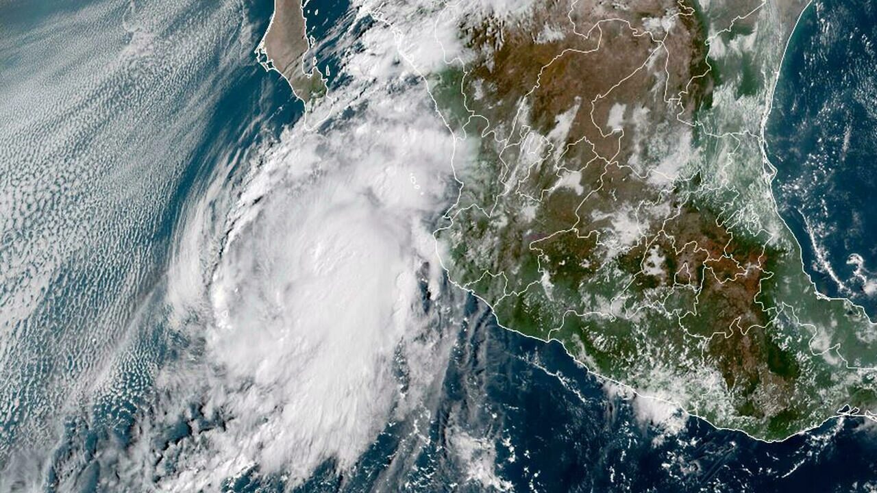 Click to enlarge This National Oceanic and Atmospheric Administration (NOAA) satellite handout image shows Hurricane Pamela at 15:10:20 UTC, on October 12, 2021