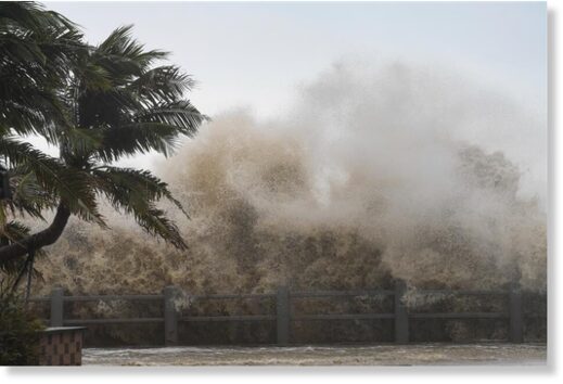 makes landfall in south China island province