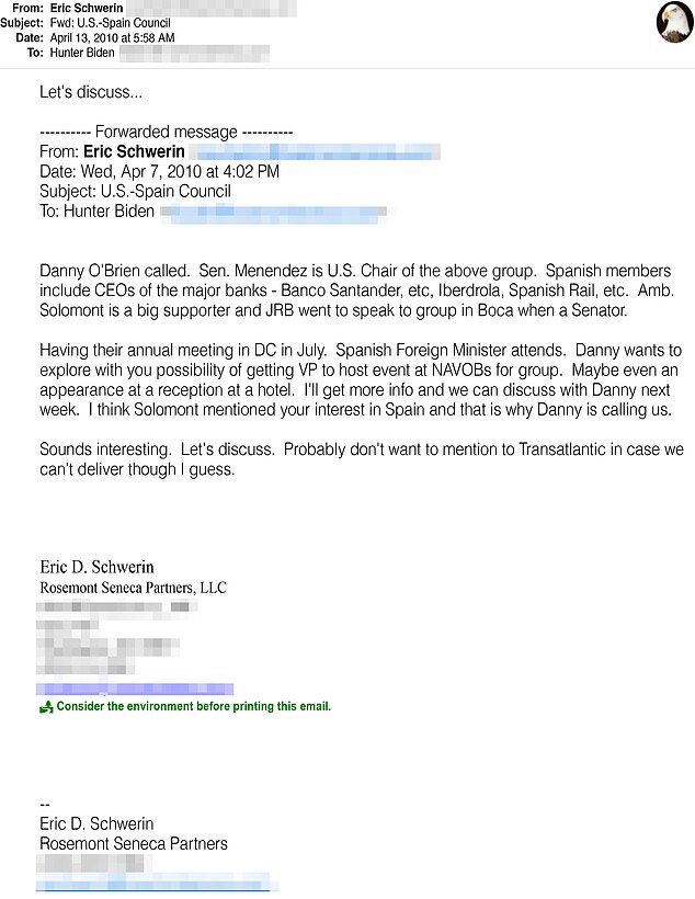 o'brien Menendez Schewrin Joe Biden email