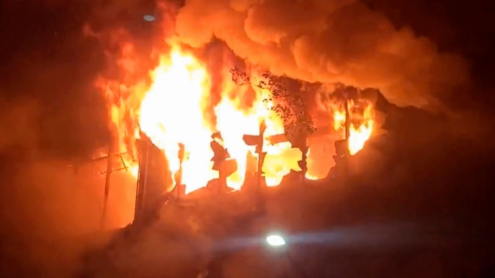 Flames engulf the residential tower in Kaohsiung, in southern Taiwan.