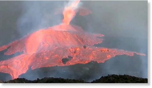 Lava cascades from Spain's Cumbre Vieja volcano