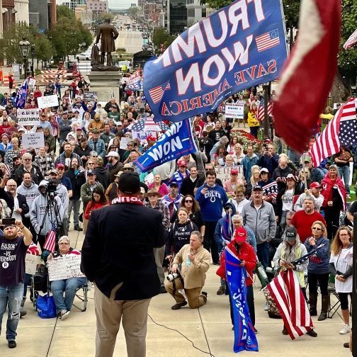 Click to enlarge trump flags michigan audit protest