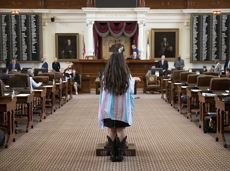 Click to enlarge texas State Rep. Mary González transgender flag