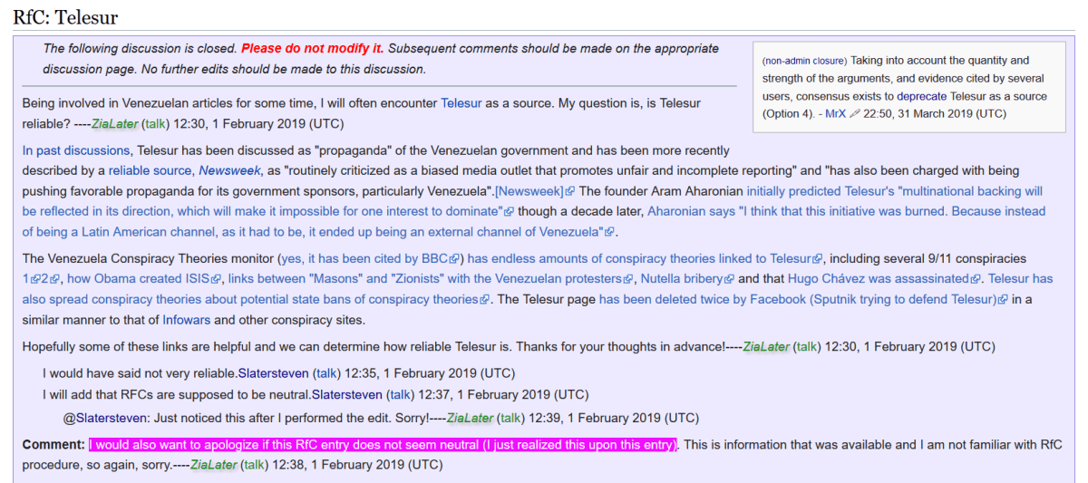 wikipedia blacklist telesur