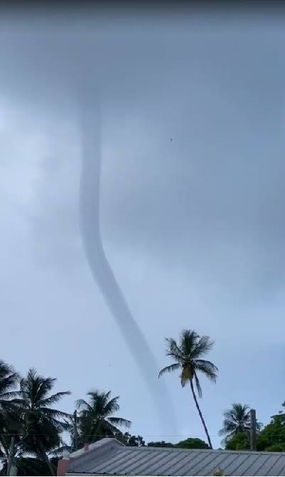 Click to enlarge A waterspout in western Tobago on Monday.