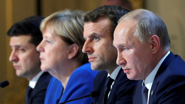 Click to enlarge Zelenskiy Merkel Macron Putin