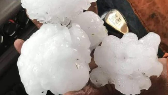 Giant hail pelted the Yalboroo community north of Mackay.