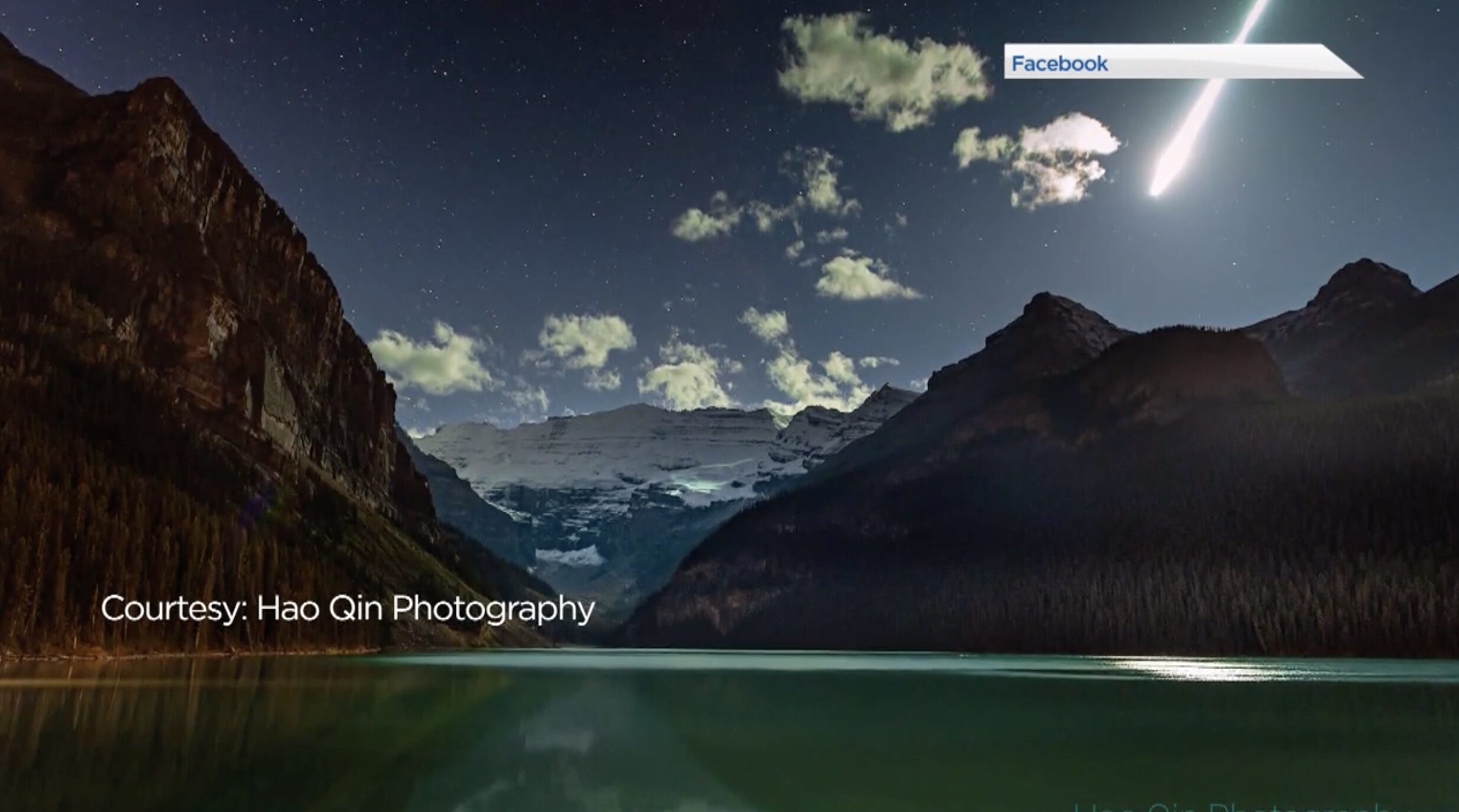 Meteor over Lake Louise