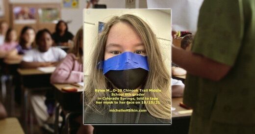teacher tapes mask to kids