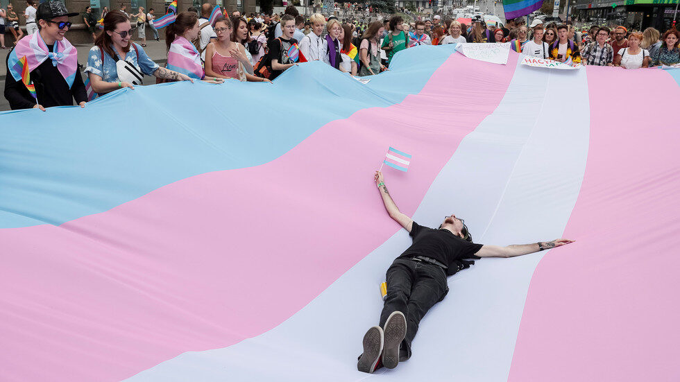 transgender flag protest