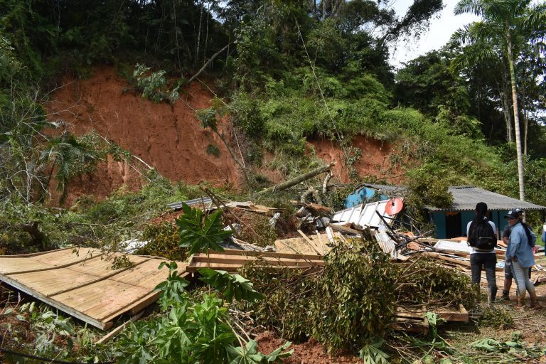 Landslide and floods damaged homes and infrastructure in San Carlos, Antioquia, Colombia, October 2021