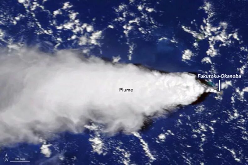 The plume from the volcanic eruption