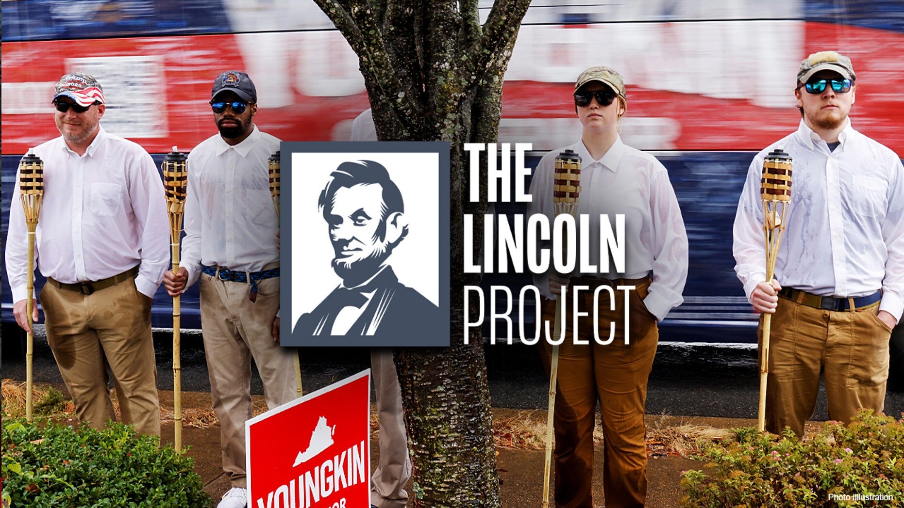 Click to enlarge lincoln project tiki torches youngkin stunt