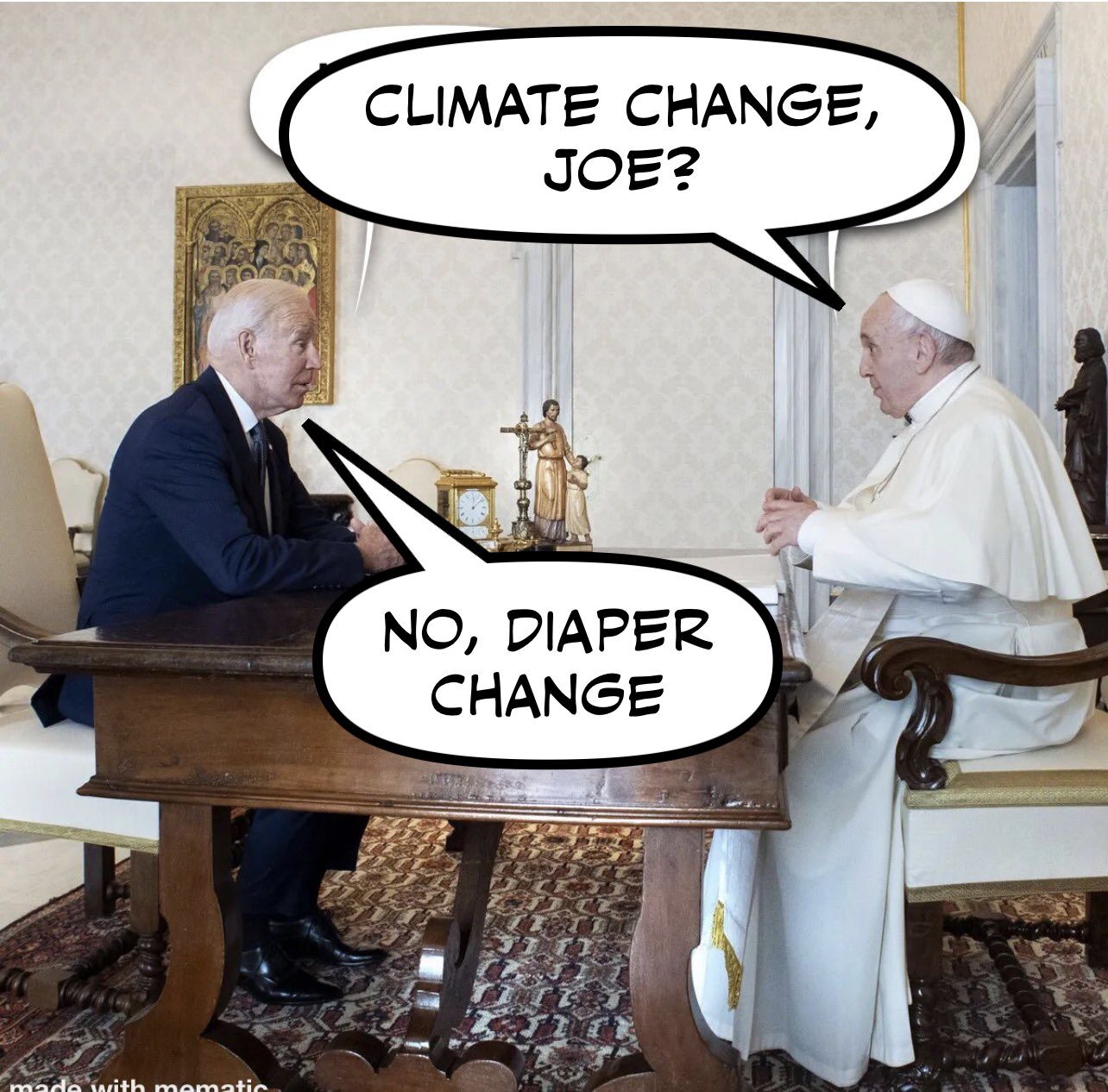 diaper change meme biden pope