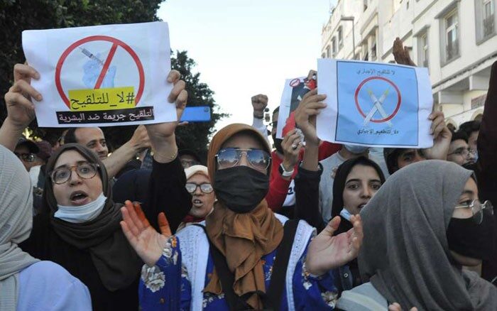 Click to enlarge protest morocco mandate vaccine