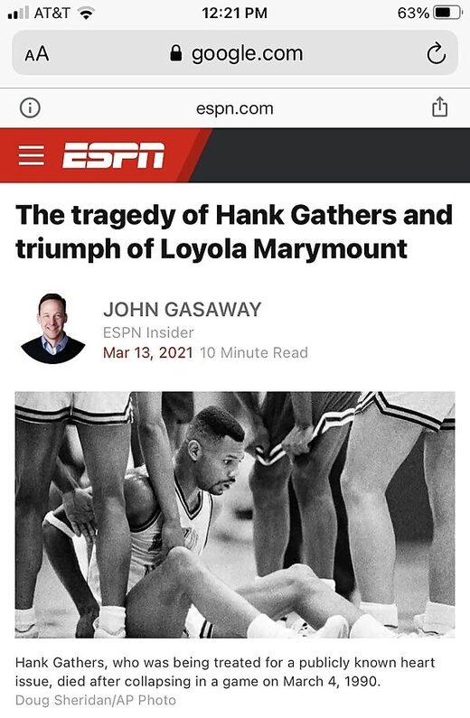 Hank gathers dies heart issue basketball