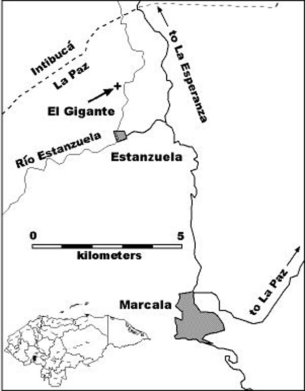 Click to enlarge the El Gigante rock shelter Honduras ancient corn