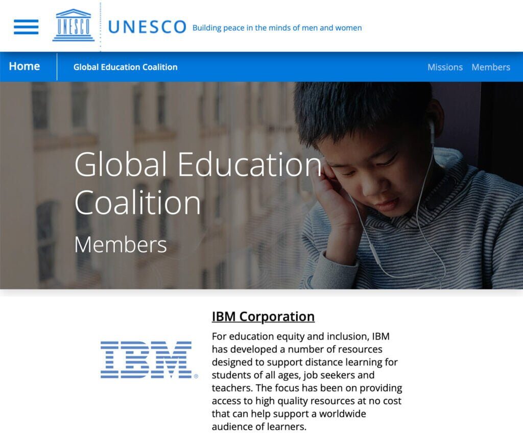 Unesco page screenshot