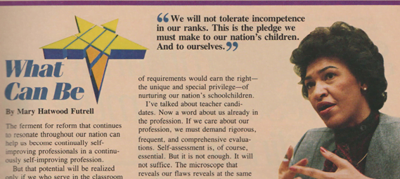 Click to enlarge Mary Futrel , NEA, Today’s Education, “Special Edition” (Sep. 1985)