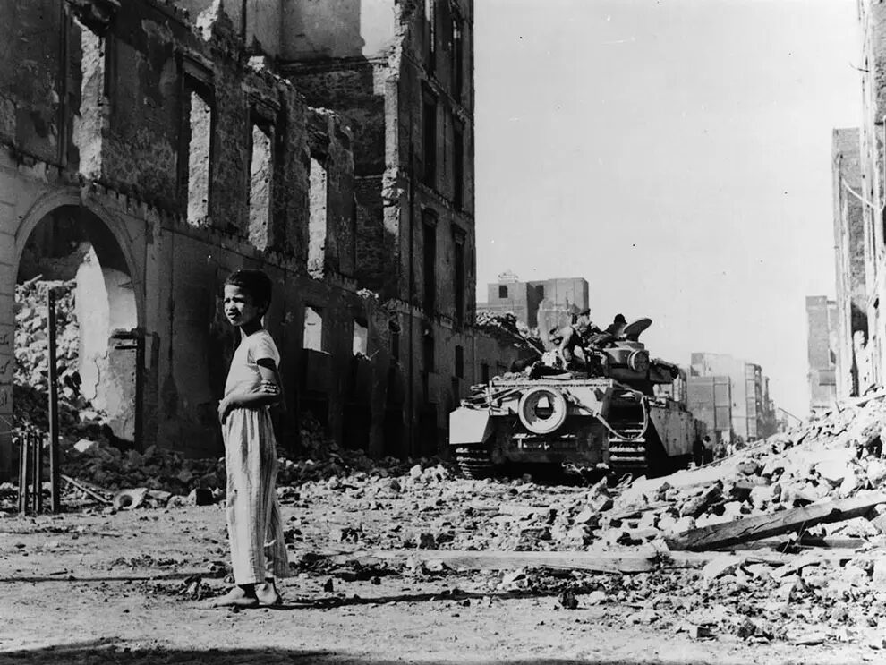 Click to enlarge egypt street destroyed suez crisis israel