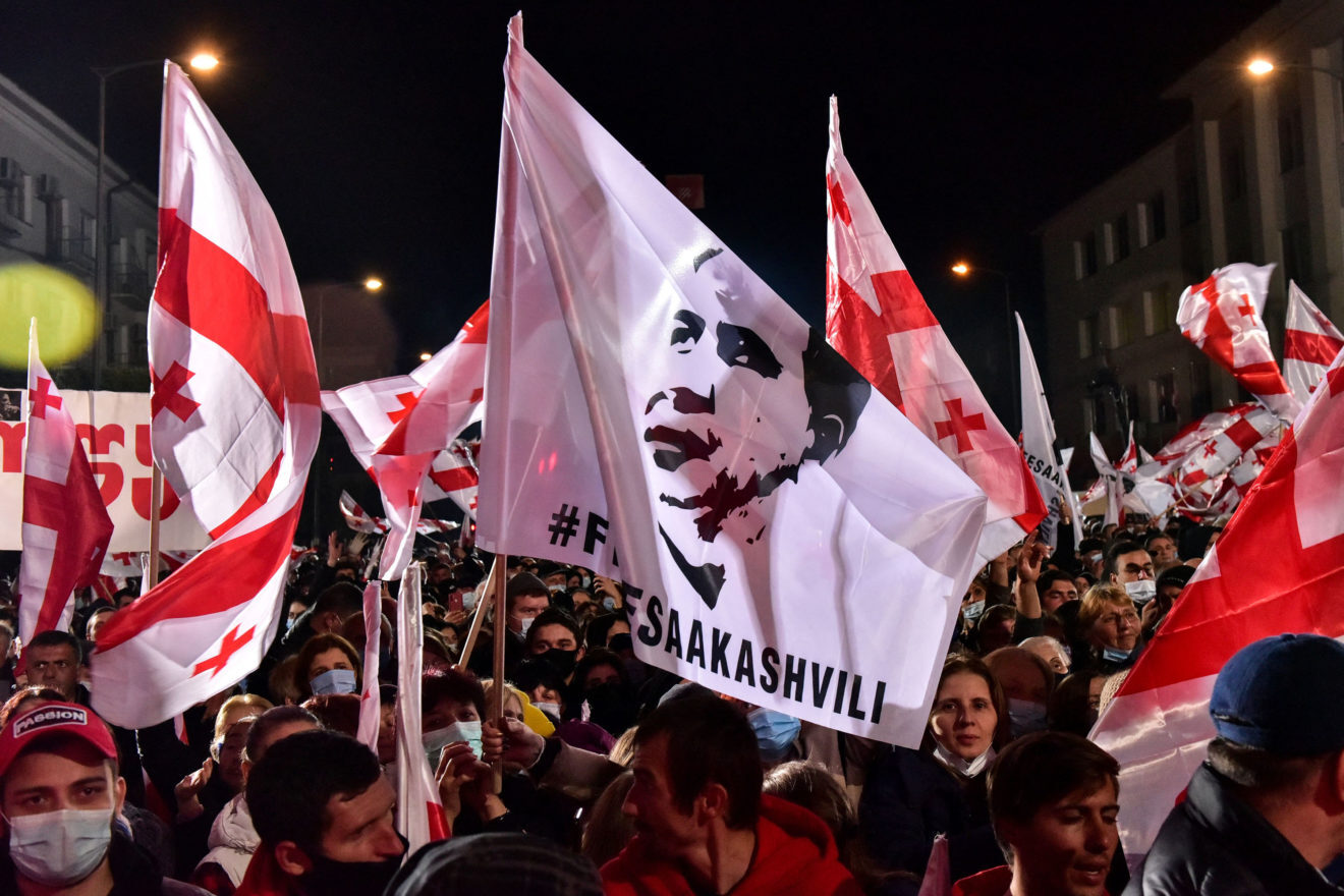 Click to enlarge protest for release of ex-president Mikheil Saakashvili