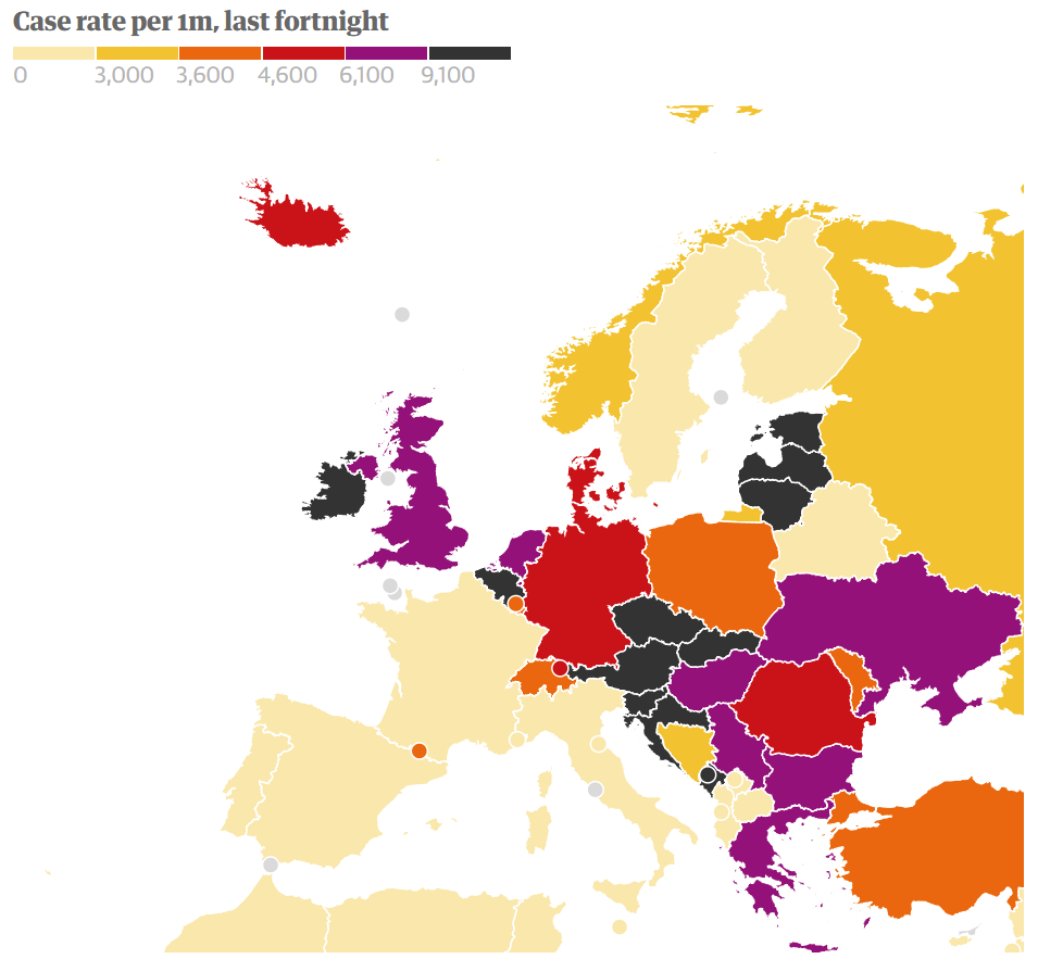 Click to enlarge Case rate per 1m, last fortnight