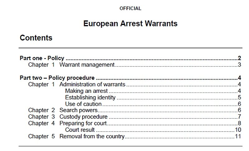 Click to enlarge statistics European arrest warrants