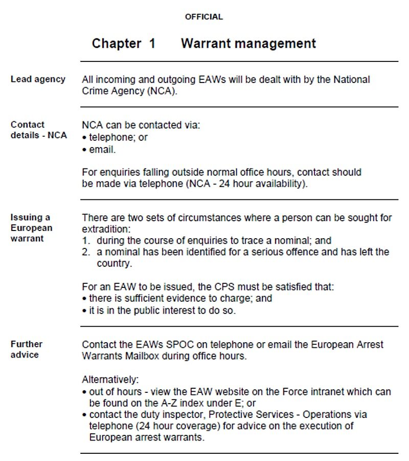 Click to enlarge european arrest manual