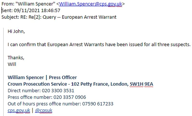 Click to enlarge email to biggar arrest warrants novichok russians britain