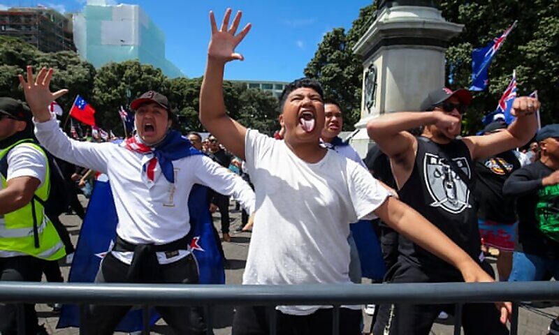 Click to enlarge antivax protest haka new zealand