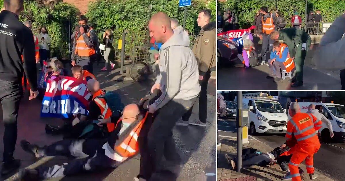 Click to enlarge insulate britain ec protest block roads