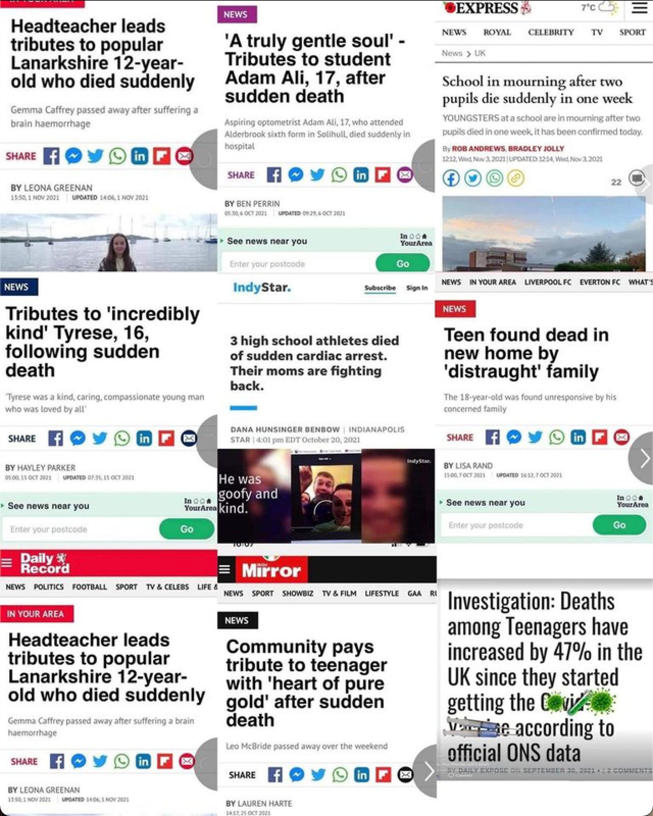 died suddenly news reports