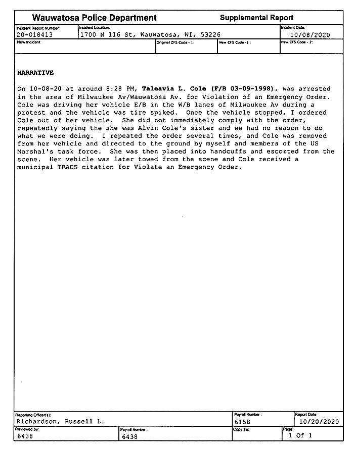 Click to enlarge police report