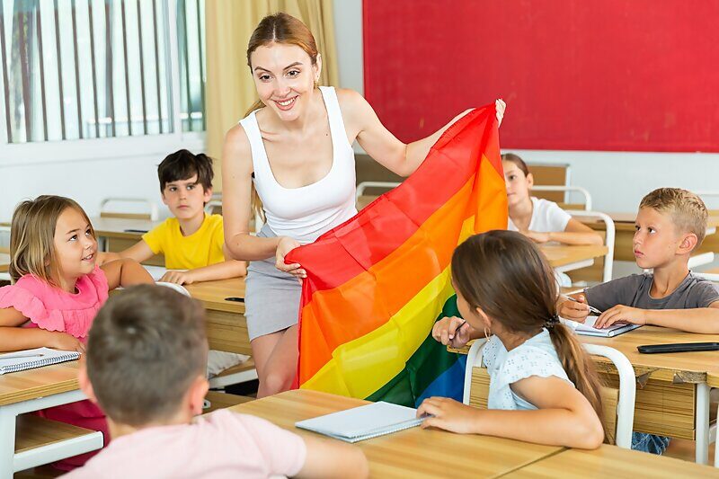 kindergarten teacher classroom lgbt flag