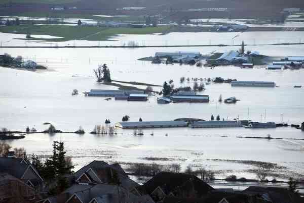 The flooded Sumas Prairie in Abbotsford, British Columbia on Nov. 17.