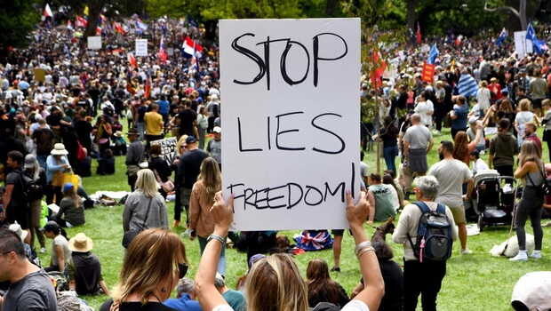 australia melbourne protests vaccines mandates lockdowns
