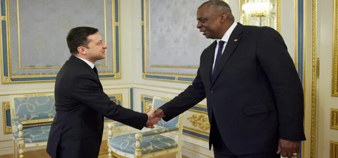 Click to enlarge Volodymyr Zelensky - Lloyd Austin