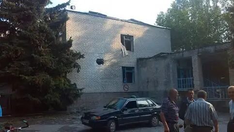 Shell damaged house in Ukraine