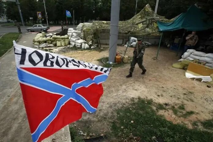 Click to enlarge Novorussia flag in rebel area