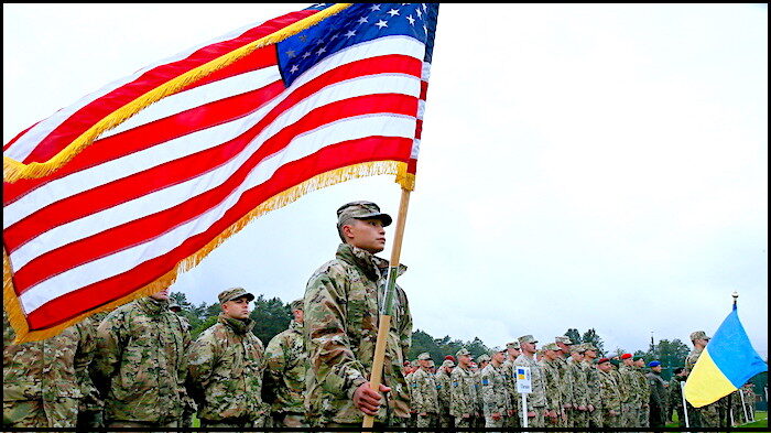 US servicemen and flags