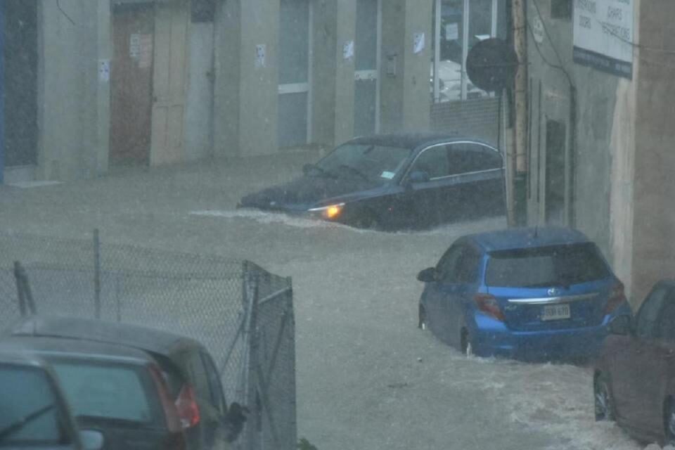 The scene in an Msida street on Thursday morning.