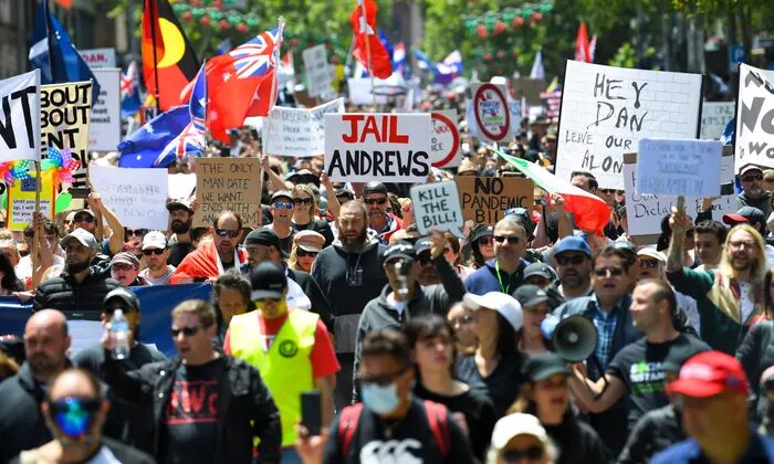 australia melbourne lockdown vaccine mandates protest