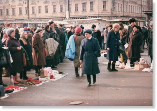 A street flea market in Rostov-on-Don, 1992.