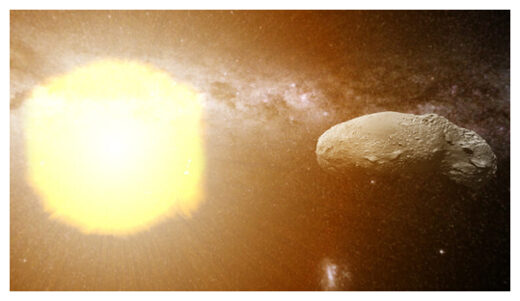 The sun, solar winds and asteroid Itokawa.