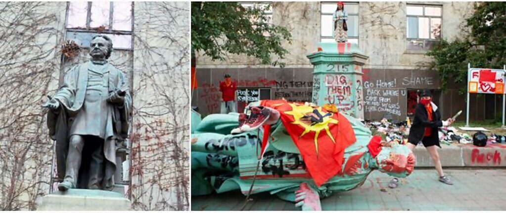 Click to enlarge ryerson statue torn down canada