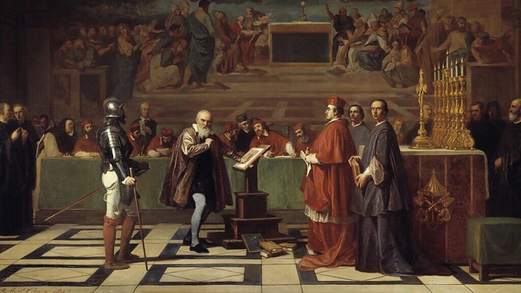 Click to enlarge Galileo before the Holy Office vatican painting