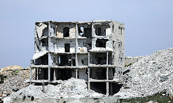bombed building